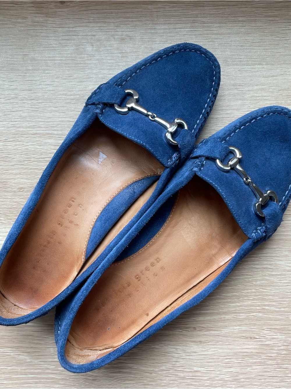 Patricia Green Blue Suede Horsebit Loafers